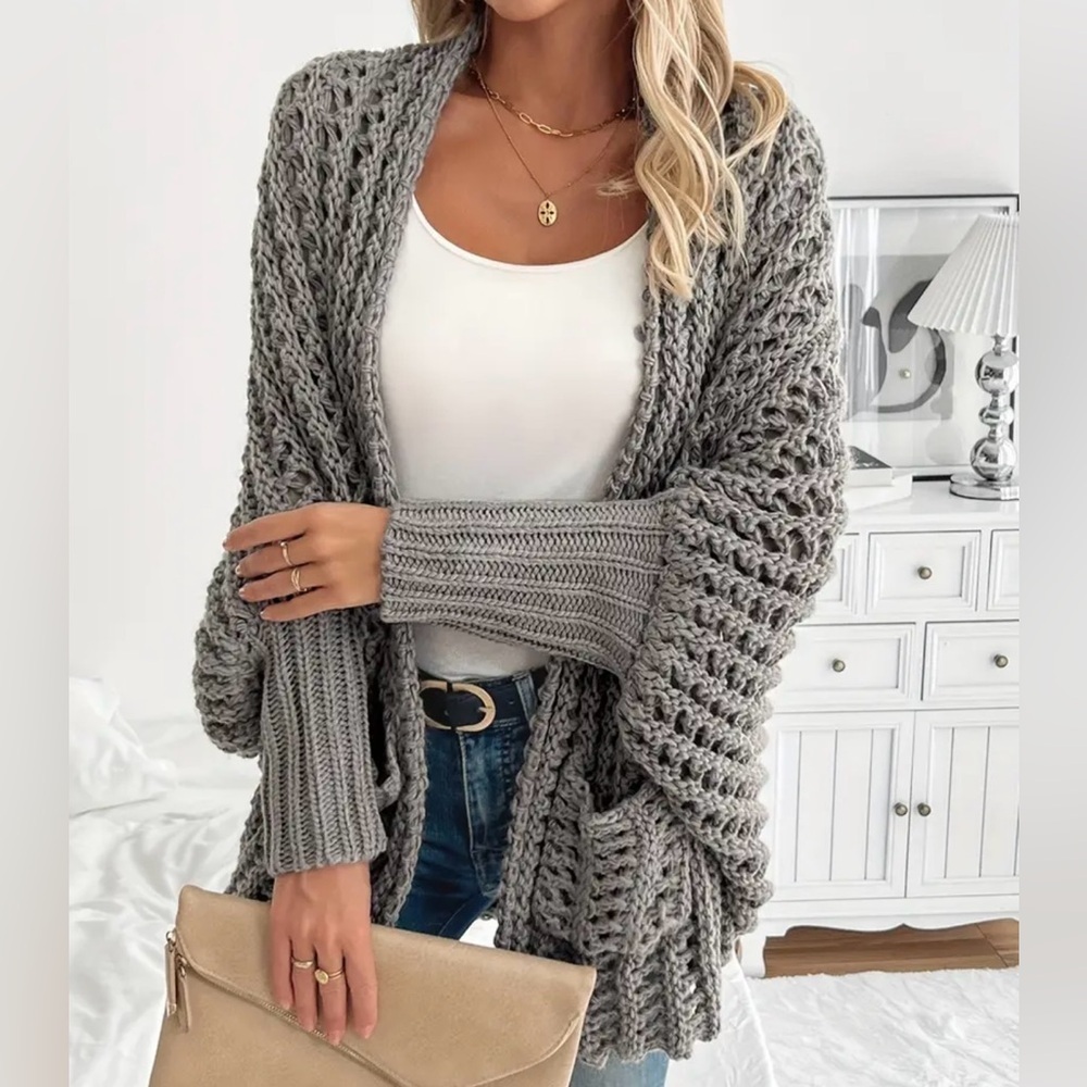 Cozy Gray Knit Sweater - Picture 5 of 6